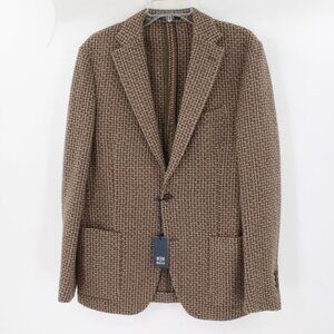 NWT Boggi Milano Blazer MENS 40 unstructured patch pockets wool blend knit brown